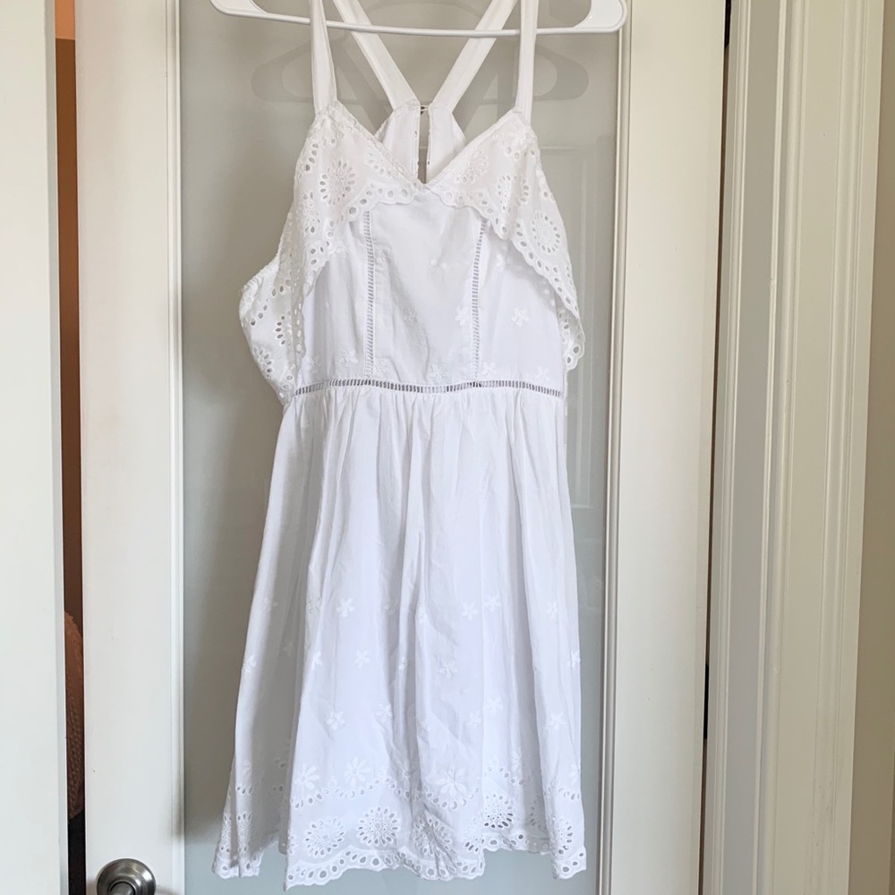 Miami Cold Shoulder White Eyelet Dress